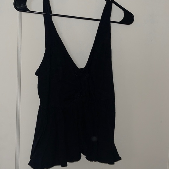 peplum top w lace up in front - Picture 1 of 1